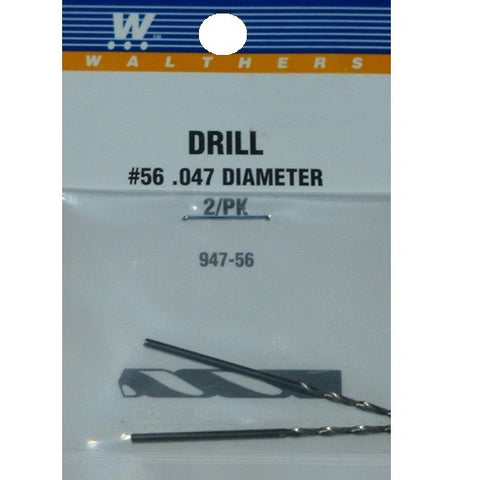 WALTHERS Drill Bit - pkg(2) -- #56 - .047" Diameter