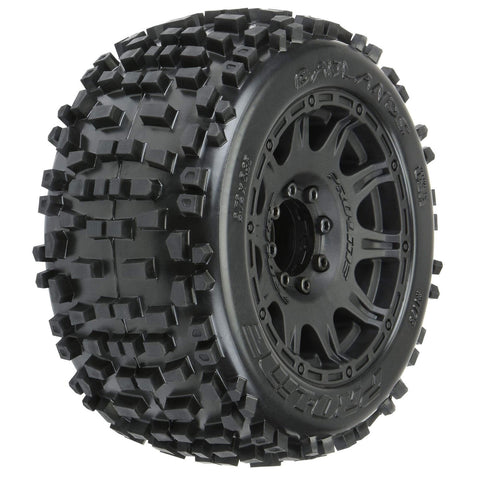 PROLINE Badlands F/R 3.8" MT Tires Mounted 17mm Blk Raid (2)