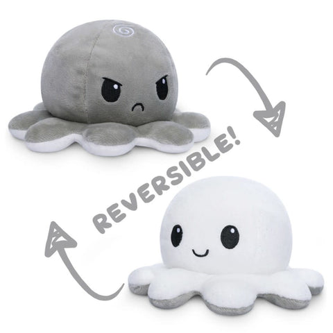 REVERSIBLE OCTOPUS PLUSHIE: WHITE SPARKLE AND GRAY