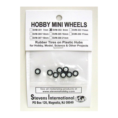 STEVENS 8mm Rubber Tires on Plastic Hubs (8)