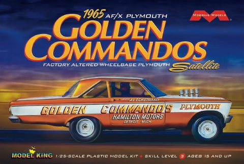 MOEBIUS 1/25 1965 AF/X Plymouth Golden Commandos Satellite Drag Race Car w/Factory Altered WheelbaseACTORY ALTERED WHEELBASE