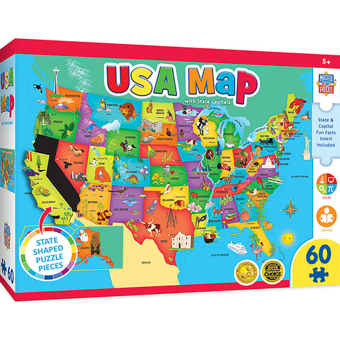 60-PIECE USA Map State Shaped PUZZLE