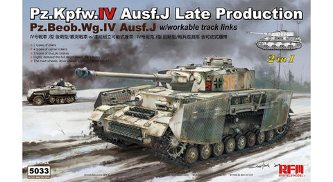 RYE FIELD 1/35 German PzKpfw IV Ausf J Late Production/PzBeobWg IV Tank w/Workable Track