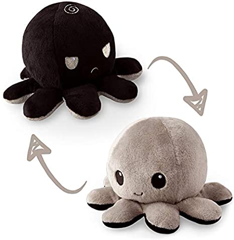 REVERSIBLE OCTOPUS PLUSHIE: BLACK AND GRAY