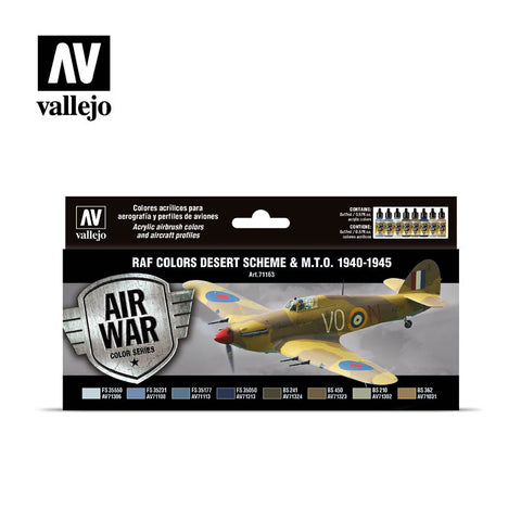 VALLEJO 17ml Bottle RAF Desert Scheme & MTO 1940-1945 Model Air War Paint Set (8 Colors)