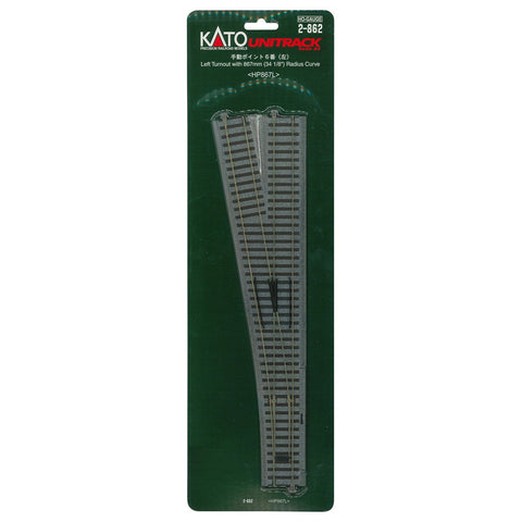 KATO HO Unitrack #6 492mm (19 3/8") Manual Left Turnout with 867mm (34 1/8") Radius Curve