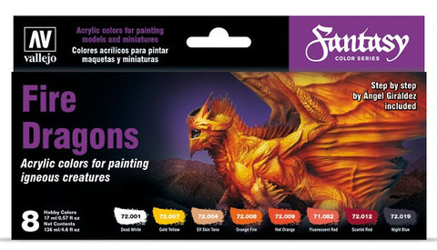 17ml Bottle Fantasy Fire Dragons Game Color Paint Set (8 Colors)