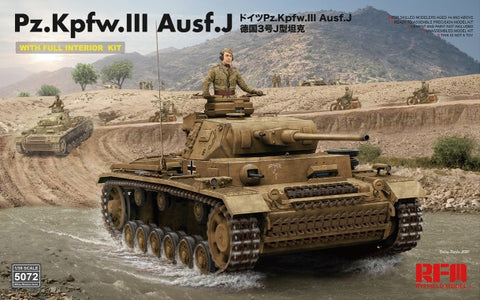 RYE FIELD 1/35 PzKpfw III Ausf J Tank w/Full Interior & Workable Track Links