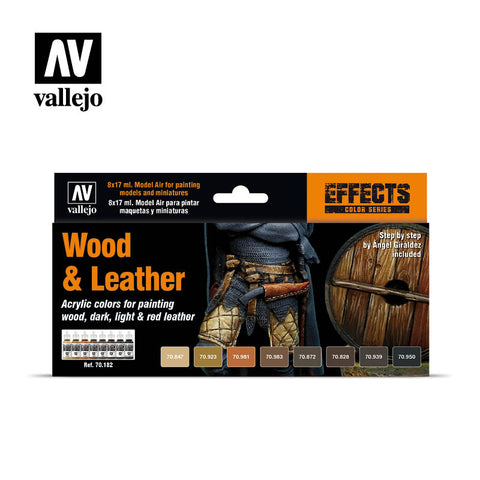 VALLEJO 17ml Bottle Wood & Leather Model Color Paint Set (8 Colors)