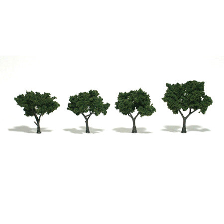 WOODLAND SCENICS Ready-Made Tree Medium Green 2" to 3" (4)