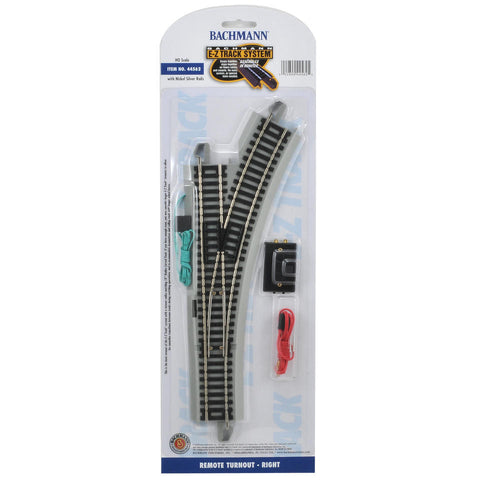 BACHMANN HO Remote-Control Turnout, Nickel Silver Rail with Gray Roadbed - E-Z Track(R) -- Right Hand