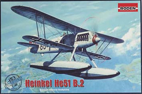 RODEN 1/48 Heinkel He51B2 BiPlane Fighter w/Floats