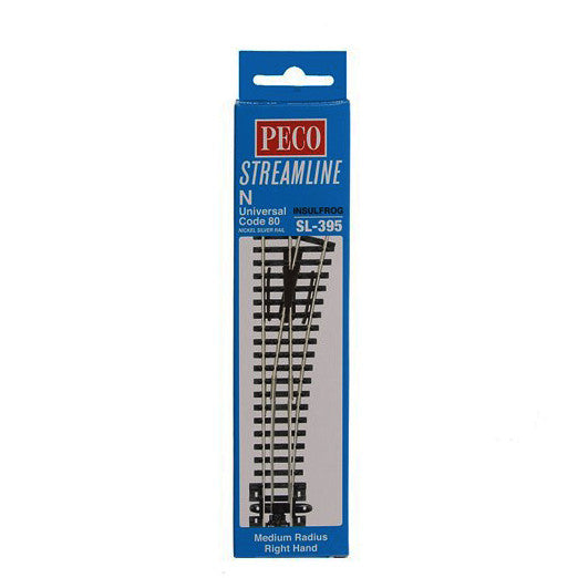 PECO N Code 80 Turnout, Medium Radius - Right (Insulfrog