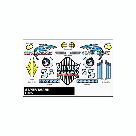 PINECAR Stick-On Decals, Silver Shark
