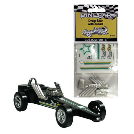 PINECAR Custom Parts w/Decals, Drag Star