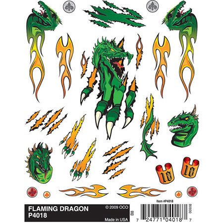 PINECAR Dry Transfer Decals, Flaming Dragon