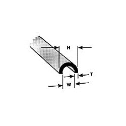 ABS 1/4x15" HALF RND ROD