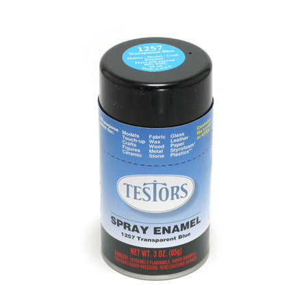 TESTORS 3oz. Spray Finishing Enamel Transparent Blue