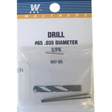 WALTHERS Drill Bit - pkg(2) -- #65 - .035" Diameter