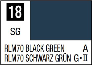 MR HOBBY 10ml Lacquer Based Semi-Gloss Black Green RLM70