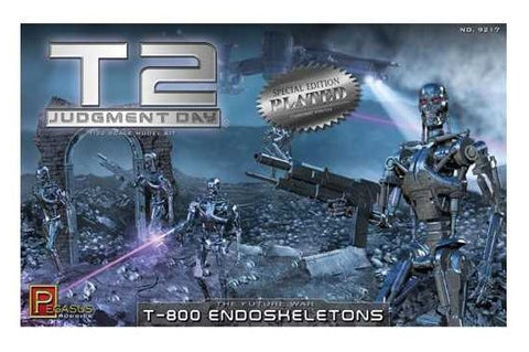 1/32 T2 Judgement Day: Future War T800 Endoskeletons (5) w/Base (Special Edition Plated Chrome)