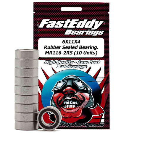 FASTEDDY 6X11X4 Rubber Sealed Bearing MR116-2RS (10 Units)