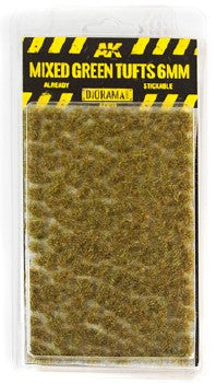 AKI Diorama Series: Mixed Green Tufts 6mm (Self Adhesive)