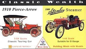 GLENCOE Classic Wealth: 1/59 1910 Pierce-Arrow Touring & 1/48 1909 Stanley Steamer Cars