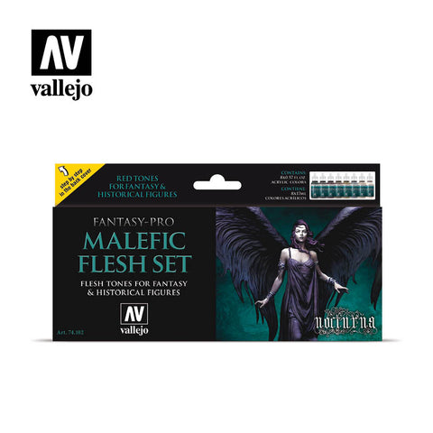 VALLEJO 17ml Bottle Malefic Flesh Tones Fantasy-Pro Paint Set (8 Colors)