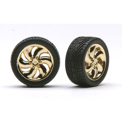1/24-1/25 Cyclone Gold Rims w/Tires (4)