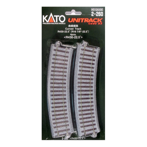 KATO HO Unitrack R430mm 16-7/8" Radius Curve 22.5-Degree (4)