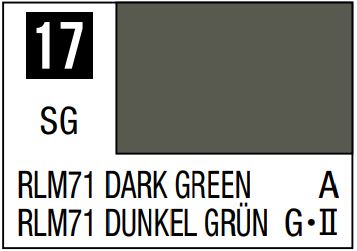 MR HOBBY 10ml Lacquer Based Semi-Gloss Dark Green RLM71
