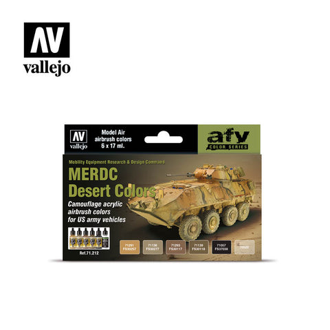 VALLEJO 17ml Bottle AFV US Army MERDC Desert Vehicles Model Air Paint Set (6 Colors)