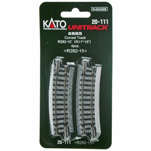KATO N Unitrack Curved Section, 11" 282mm Radius, 15 Degrees