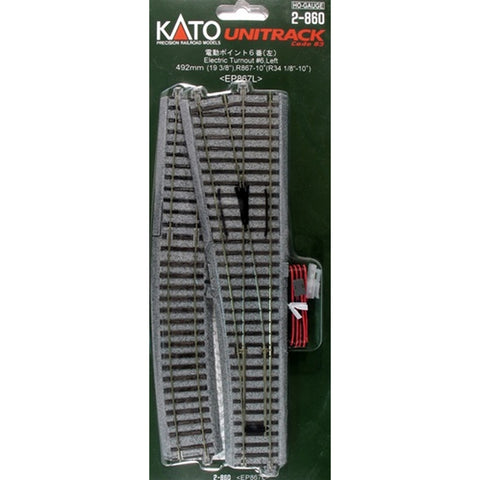 KATO HO Unitrack Powered Left #6 Turnout - 1 piece