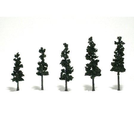 WOODLAND SCENICS Ready- Made Tree Conifer Green 2.5" to 4" (5)