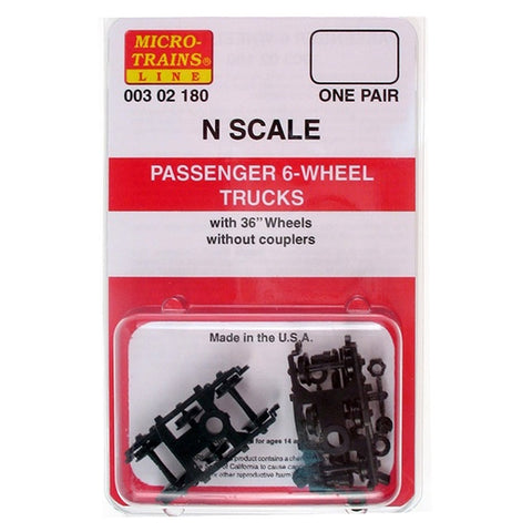 MICRO TRAINS N 6-wheel Passenger Truck 36" Wheels 1 pr (1187)