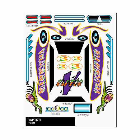 PINECAR Stick-On Decals, Raptor