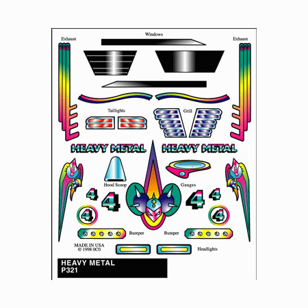 PINECAR Stick-On Decals, Heavy Metal
