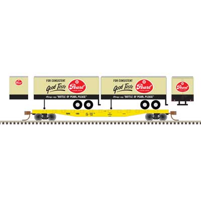 ATLAS N Flat Car, 50' w/Two Piggyback 24' Pearl Beer Trailers, TXTC #107