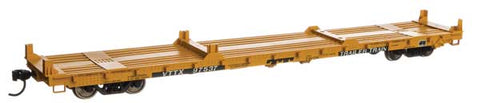 WALTHER HO 60' Pullman-Standard Flatcar - Ready to Run -- Trailer-Train VTTX #97537 (Container loading; yellow, black TT logo)