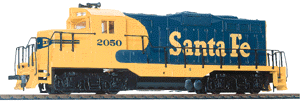 WALTHERS HO EMD GP9M, ATSF #2050 (Warbonnet blue/yellow) (DCCR)