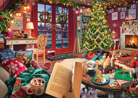 RAVENSBURGER 500-LARGE PIECE PUZZLE Cozy Christmas Retreat