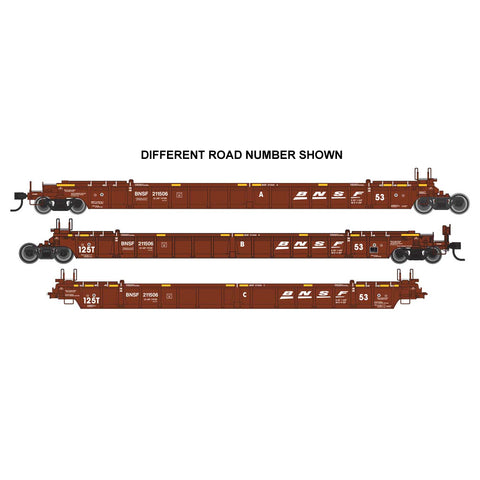 HO 3-UNIT ARTICULATED WELL CAR SET BNSF #211529