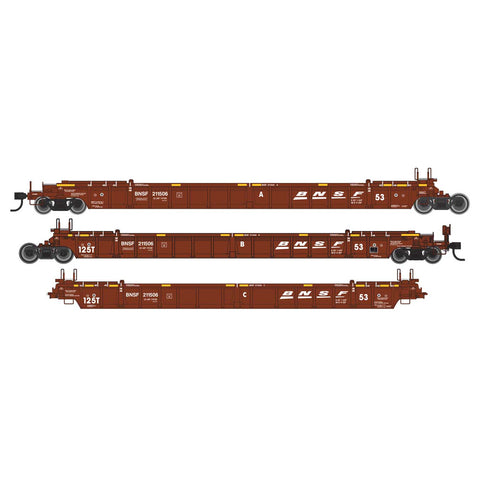 HO 3-UNIT ARTICULATED WELL CAR SET BNSF #211506