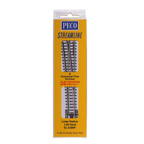 PECO N SL-E389F Turnout, Large Radius, Left Hand