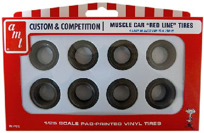AMT 1/25 Muscle Car Red Line Tires Pack (8)