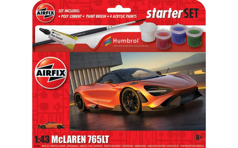 AIRFIX 1:48 McLaren 765LT Small Starter Set w/paint & glue
