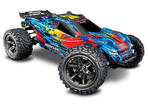 TRAXXAS RUSTLER 4X4 VXL - RED, YELLOW