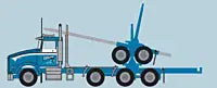 TRAINWORX N 4-Axle Log Truck with Trailer - Assembled -- Gene Whittaker #1 (white, Light Blue)
